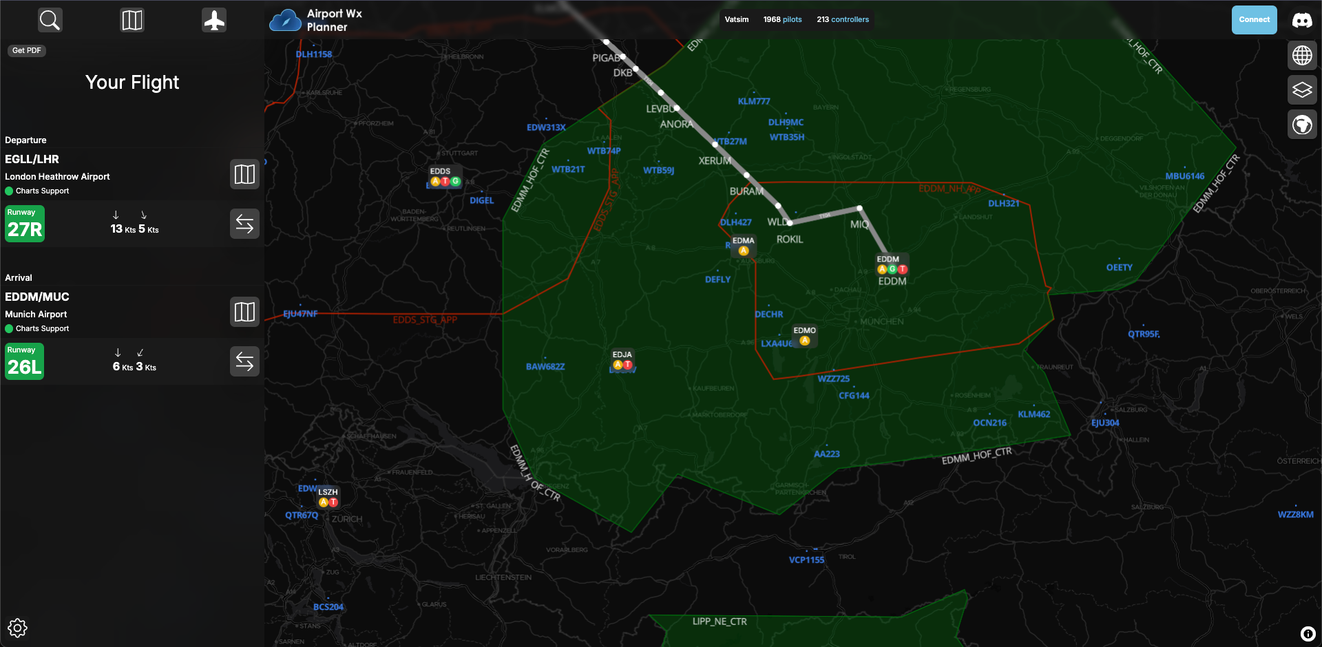 The new airport wx planner interface